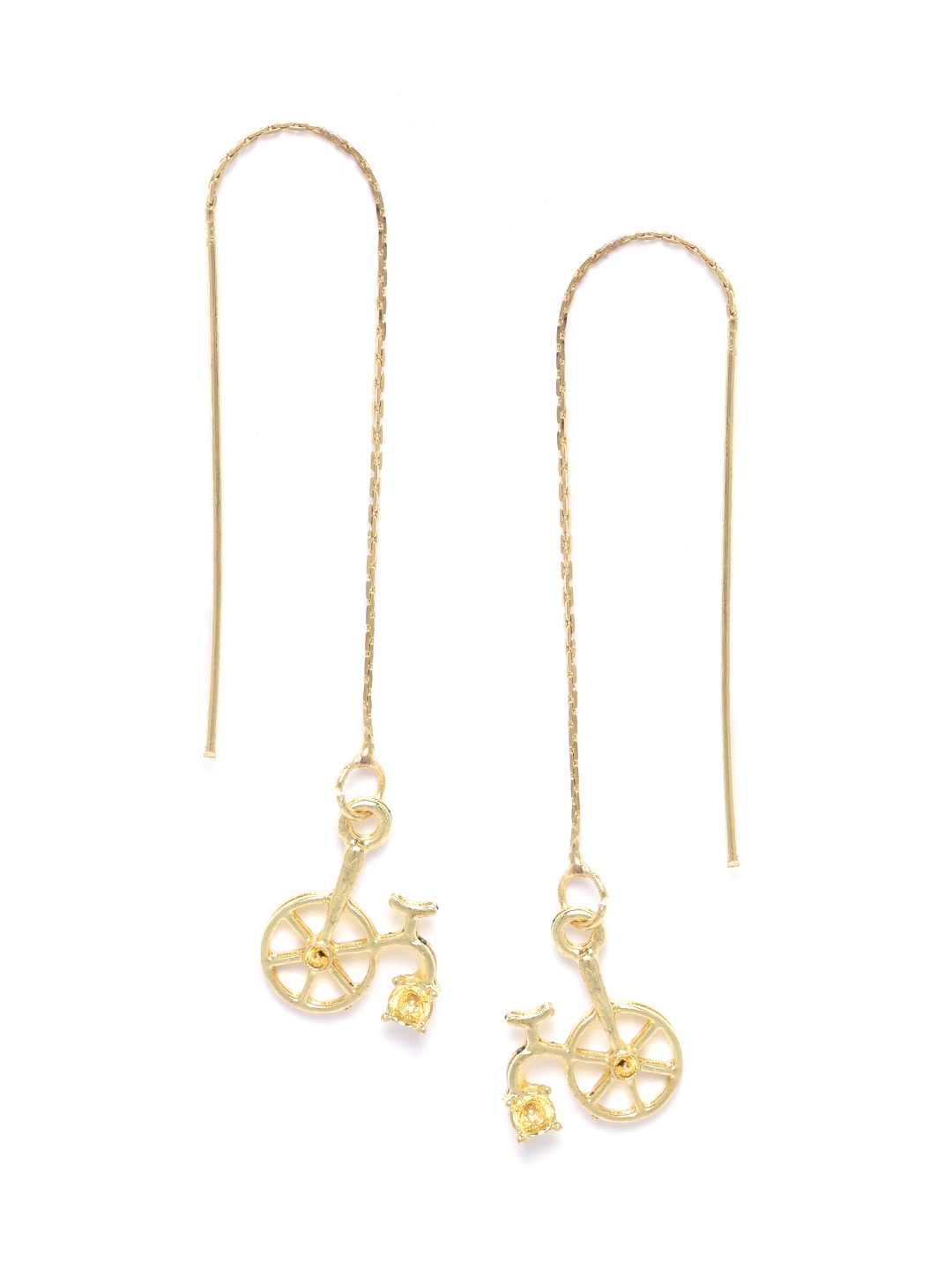 

DIVA WALK EXCLUSIVE Gold Plated Handcrafted Unicycle-Shaped Needle Drop Earrings