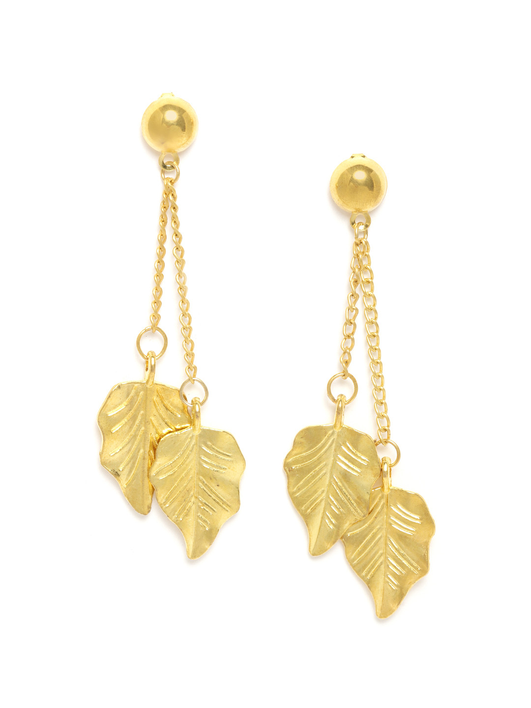 

DIVA WALK EXCLUSIVE Gold-Plated Leaf Shaped Handcrafted Drop Earrings