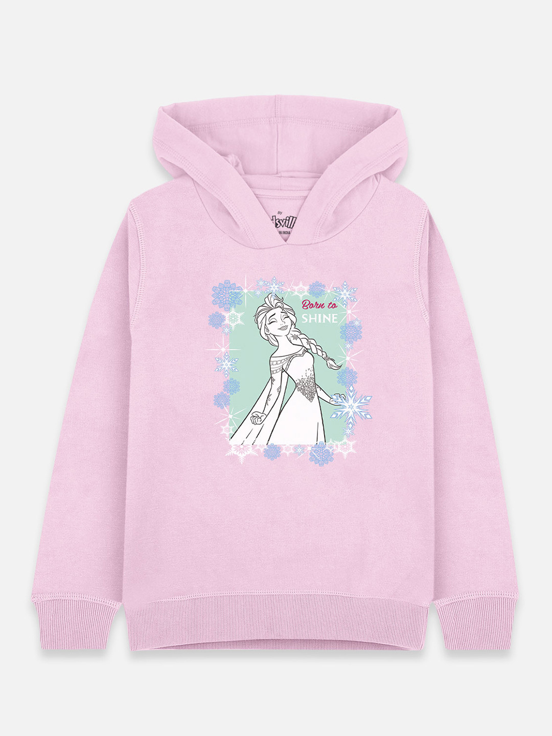 

Kids Ville Girls Pink Frozen Printed Hooded Sweatshirt