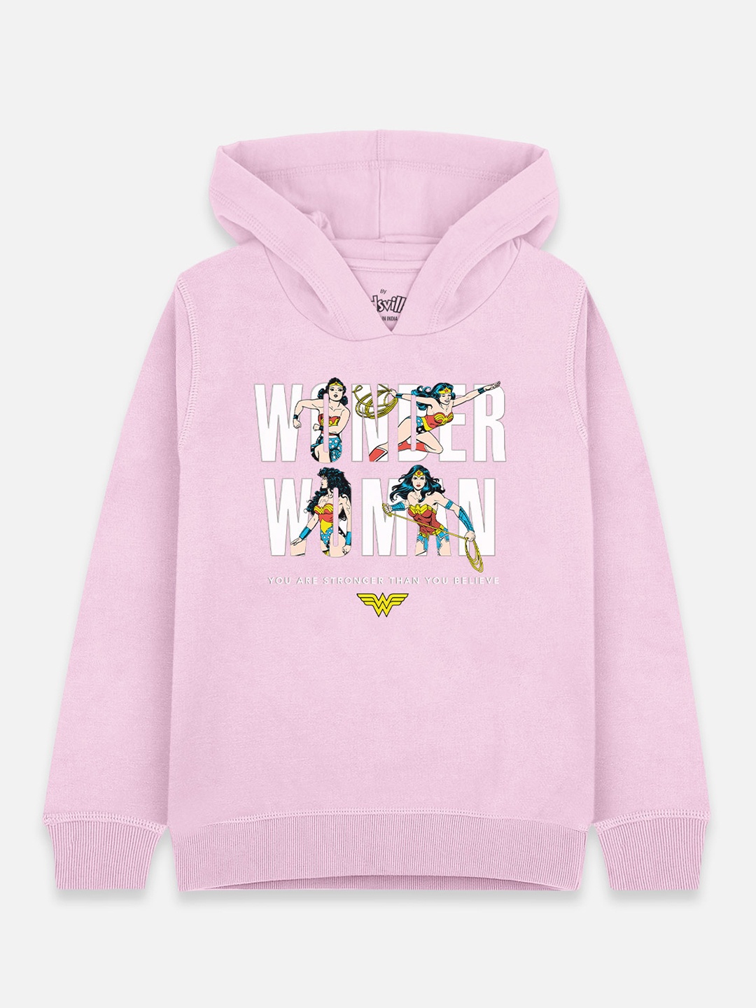 

Kids Ville Wonder Woman printed Pink Hoodie for Girls