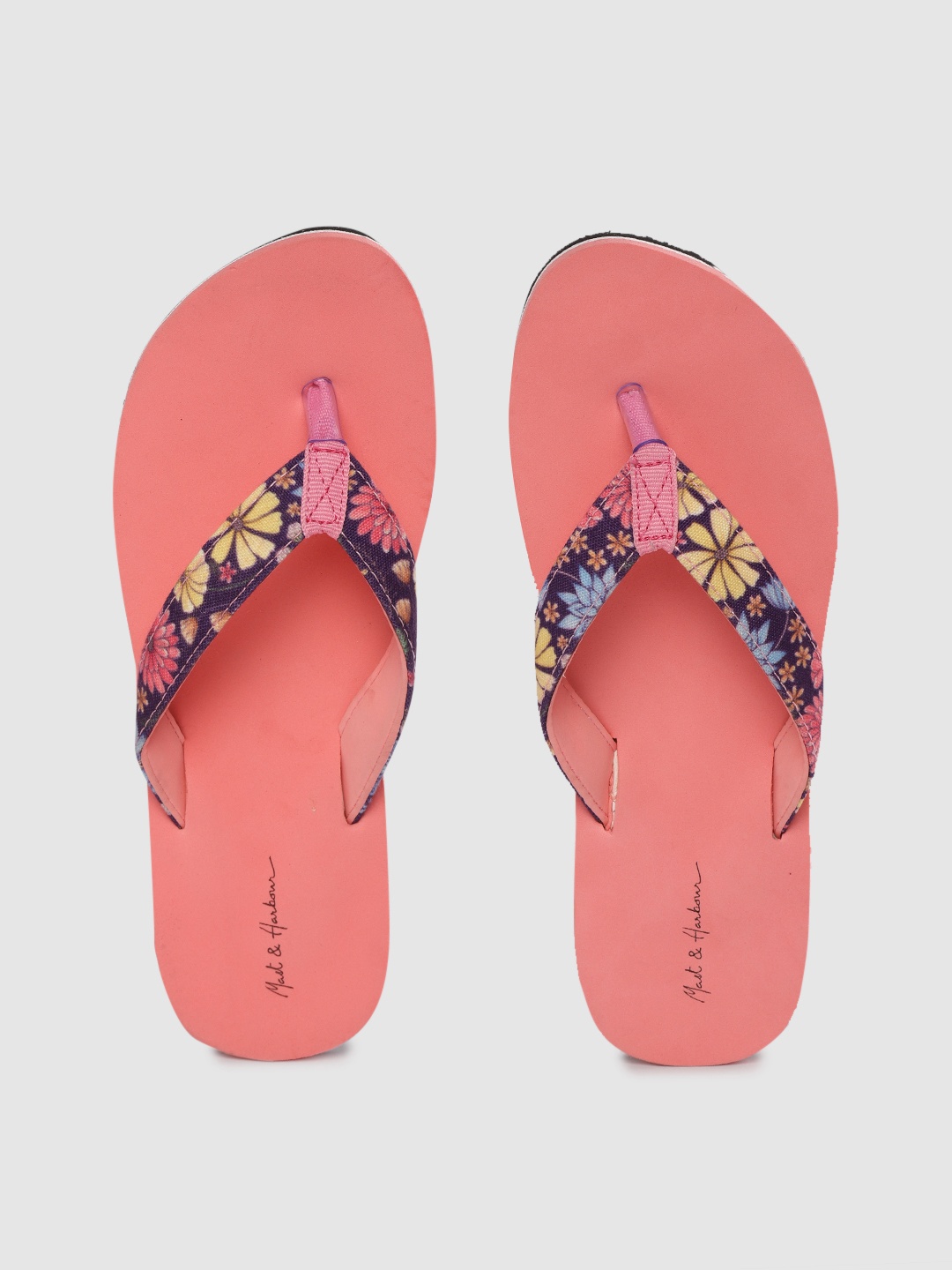 

Mast & Harbour Women Purple & Pink Floral Print Thong Flip-Flops