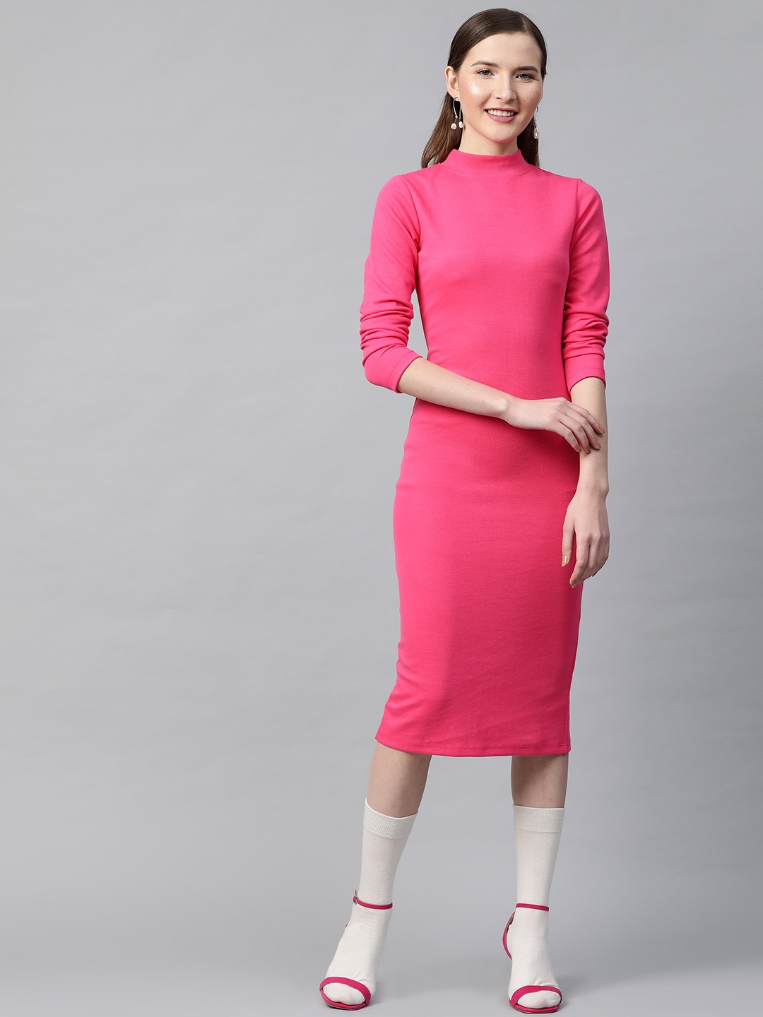 

SASSAFRAS Women Pink Solid Sheath Dress