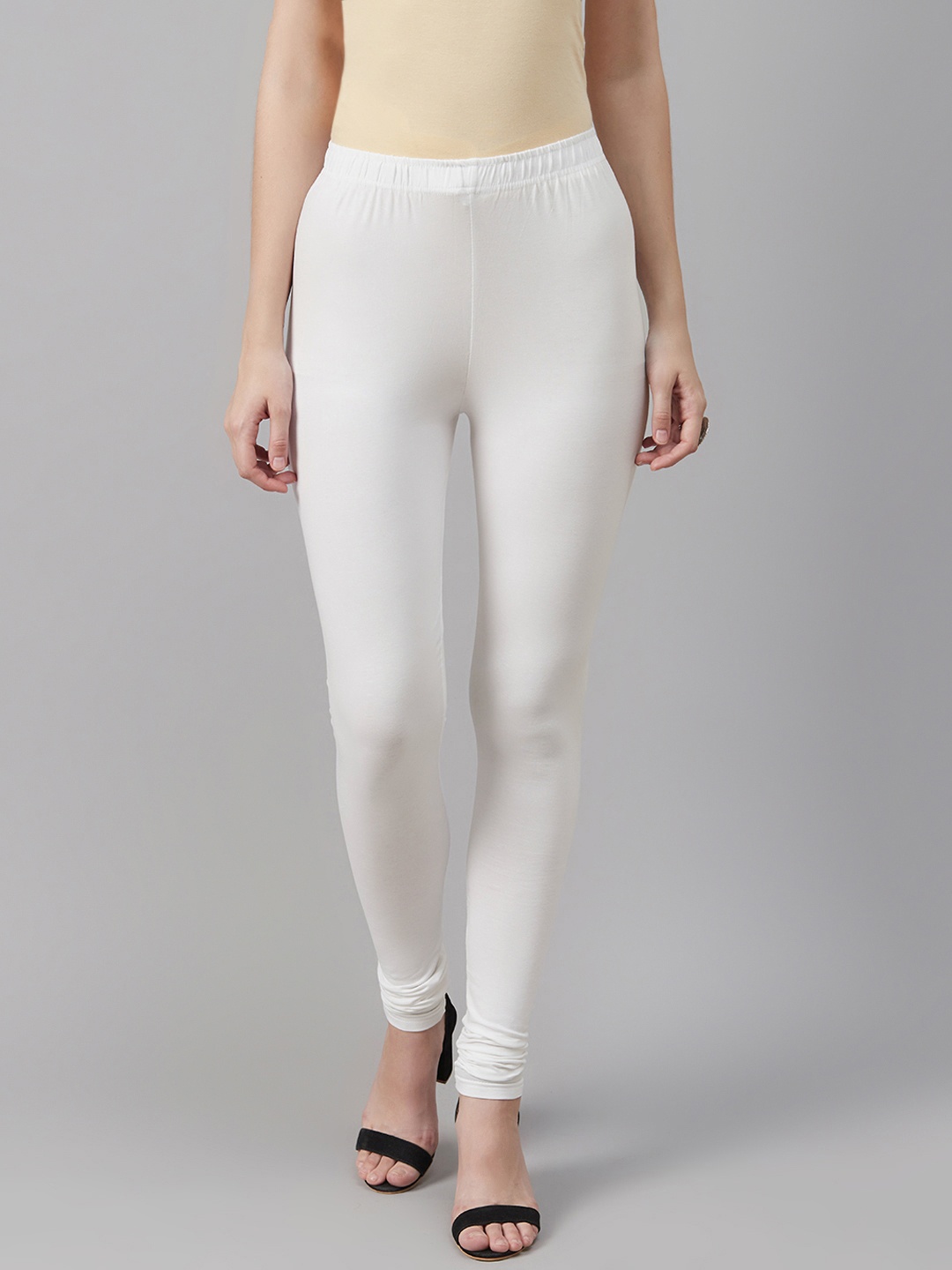 

Biba Women White Solid Churidar Length Leggings