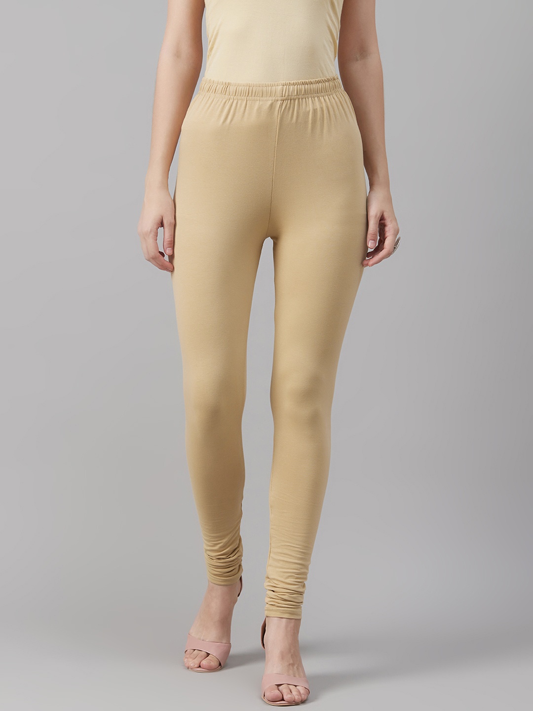 

Biba Women Beige Solid Churidar Length Leggings