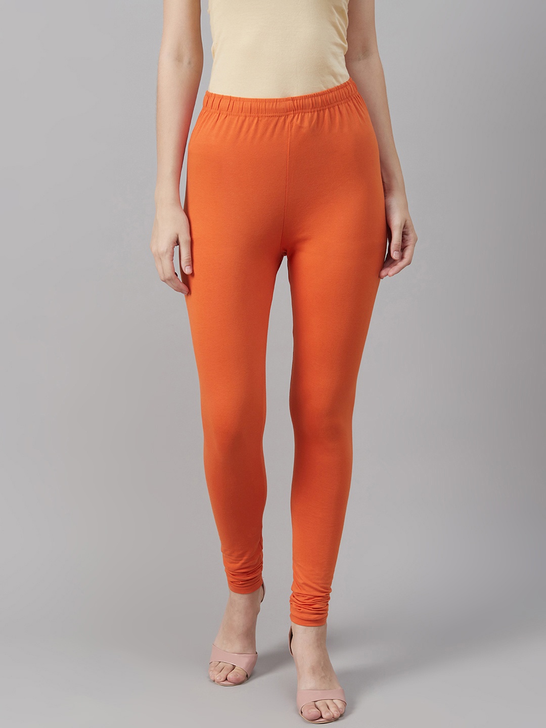 

Biba Women Orange Solid Churidar Length Leggings