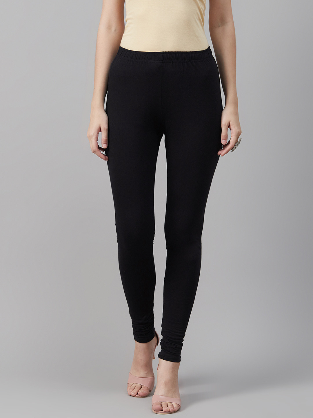 

Biba Women Black Pure Cotton Solid Churidar Length Leggings