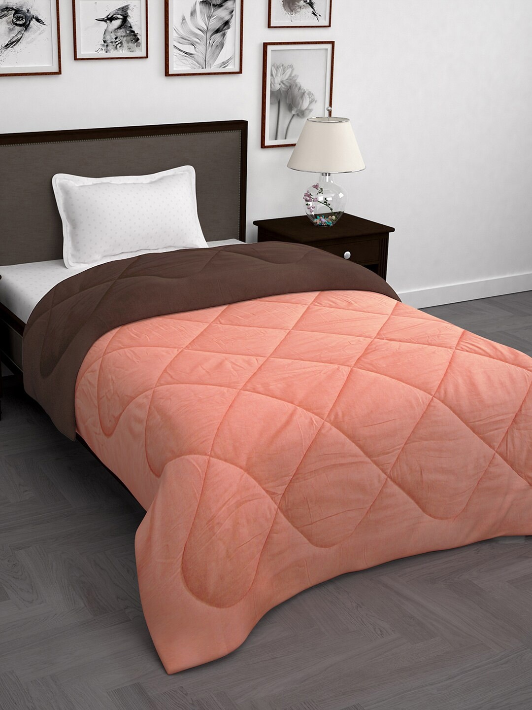

Story@home Coffee Brown & Pink Solid Mild Winter 200 GSM Single Bed Comforter