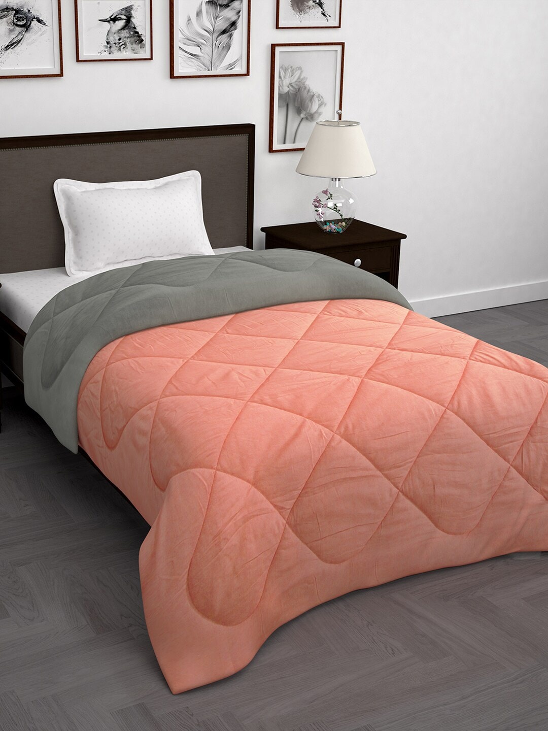 

Story@home Pink & Grey Solid Mild Winter 200 GSM Single Bed Comforter