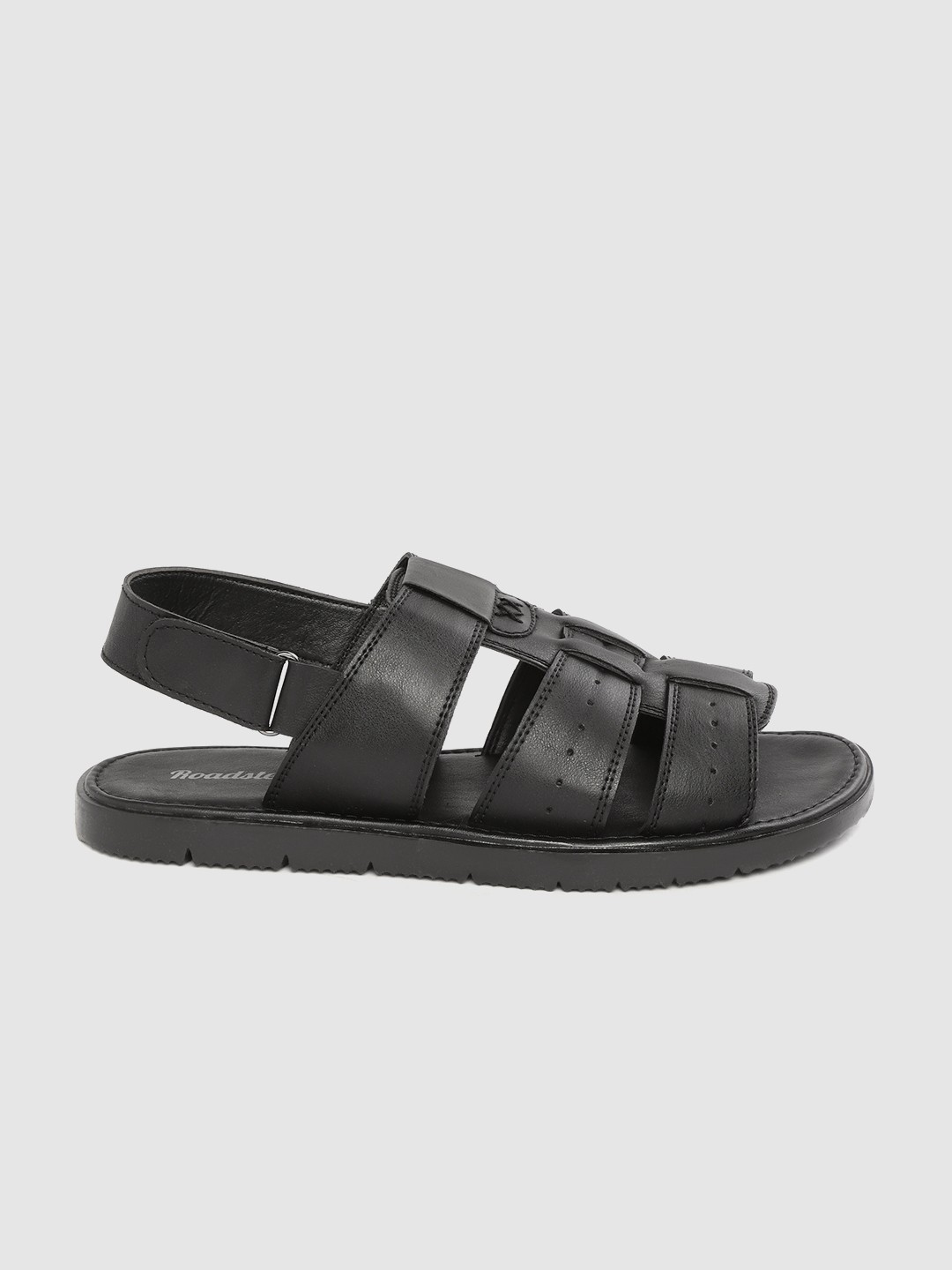 

Roadster Men Black Perforated Fisherman Sandals