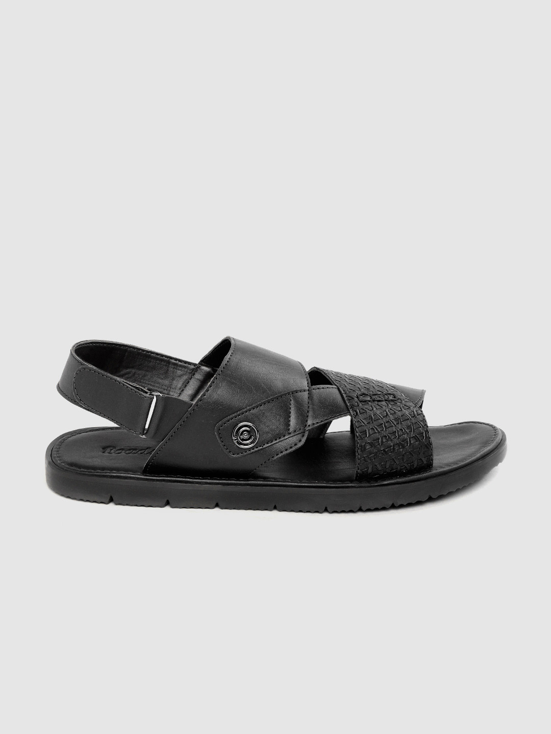 

Roadster Men Black Textured Comfort Sandals