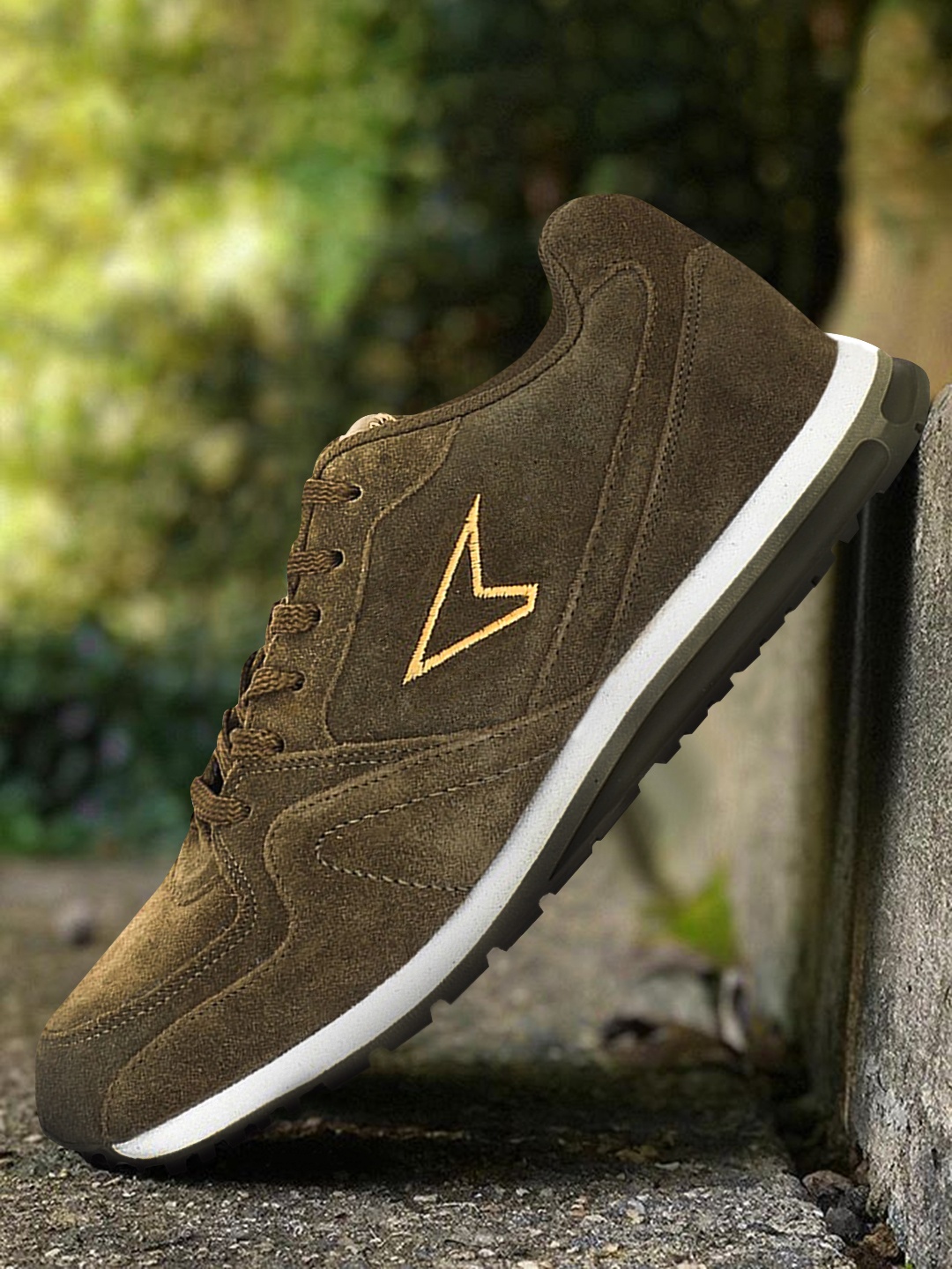 

Power Men Green Leather Walking Shoes
