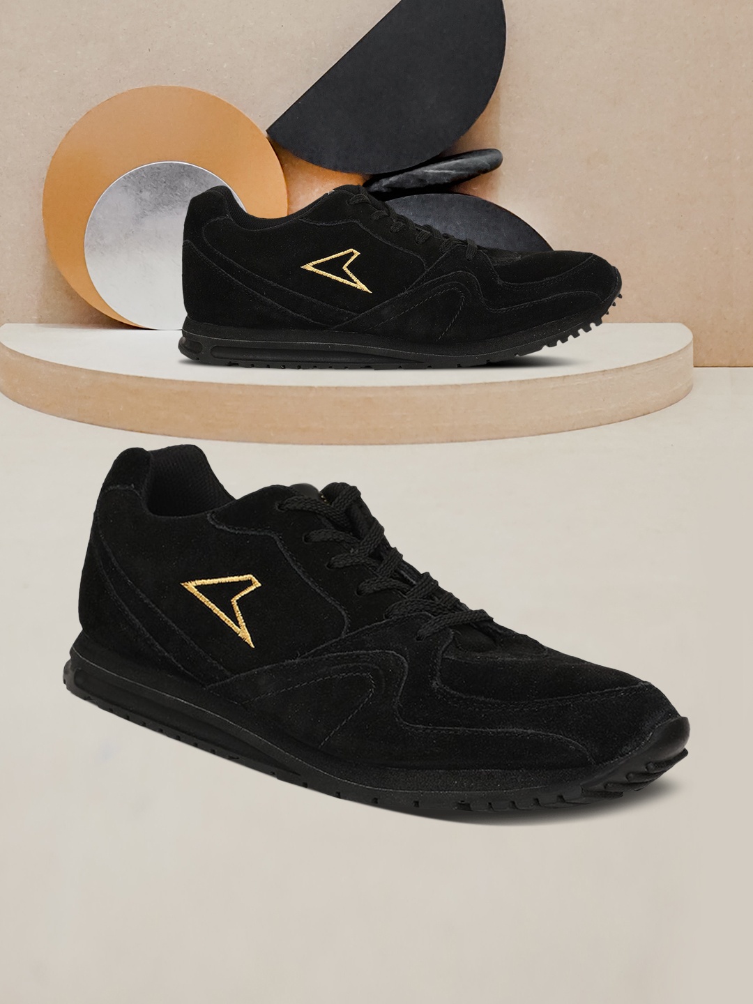 

Power Men Black Leather Walking Shoes