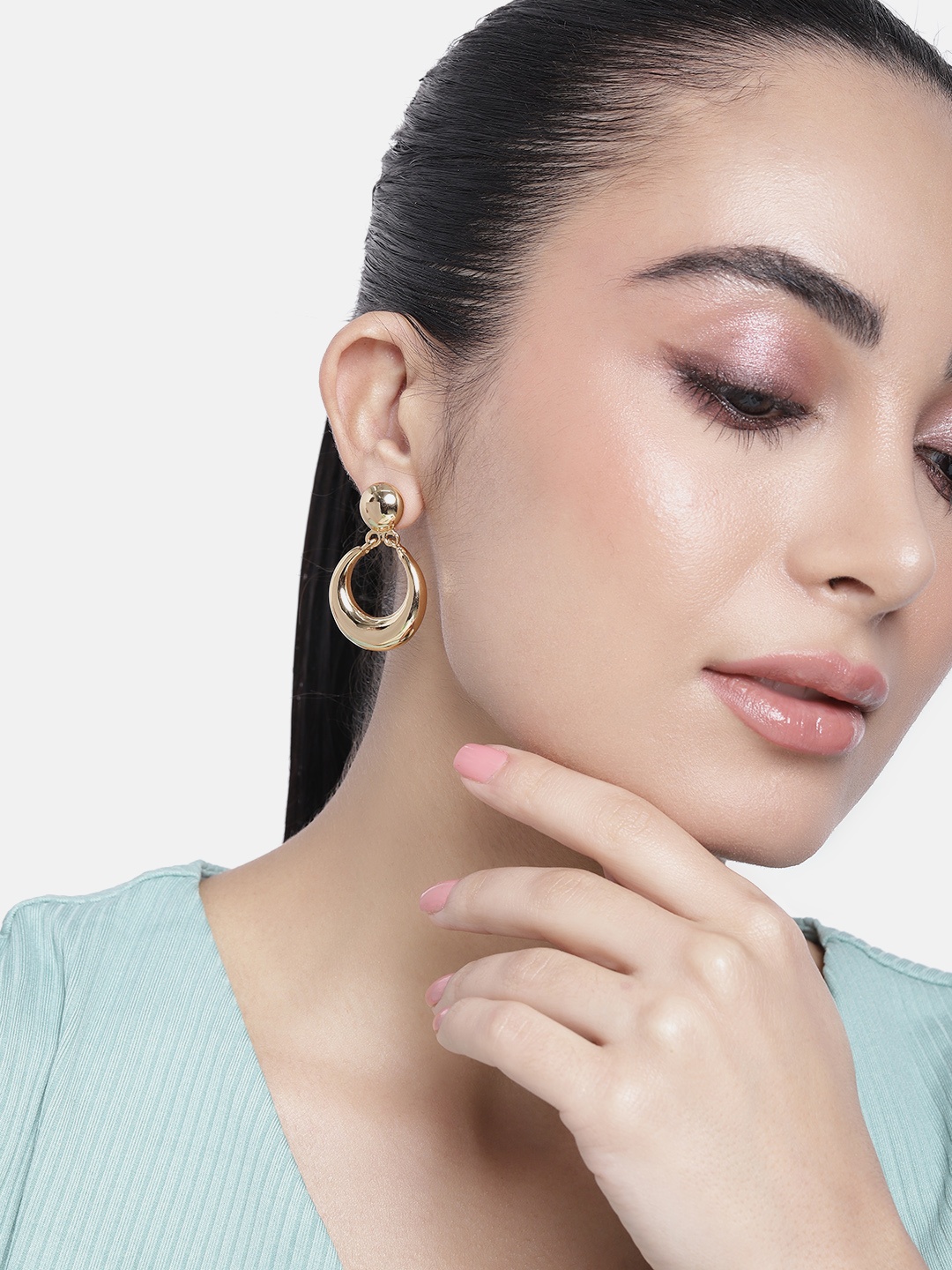 

Estele Gold Plated Handcrafted Circular Drop Earrings