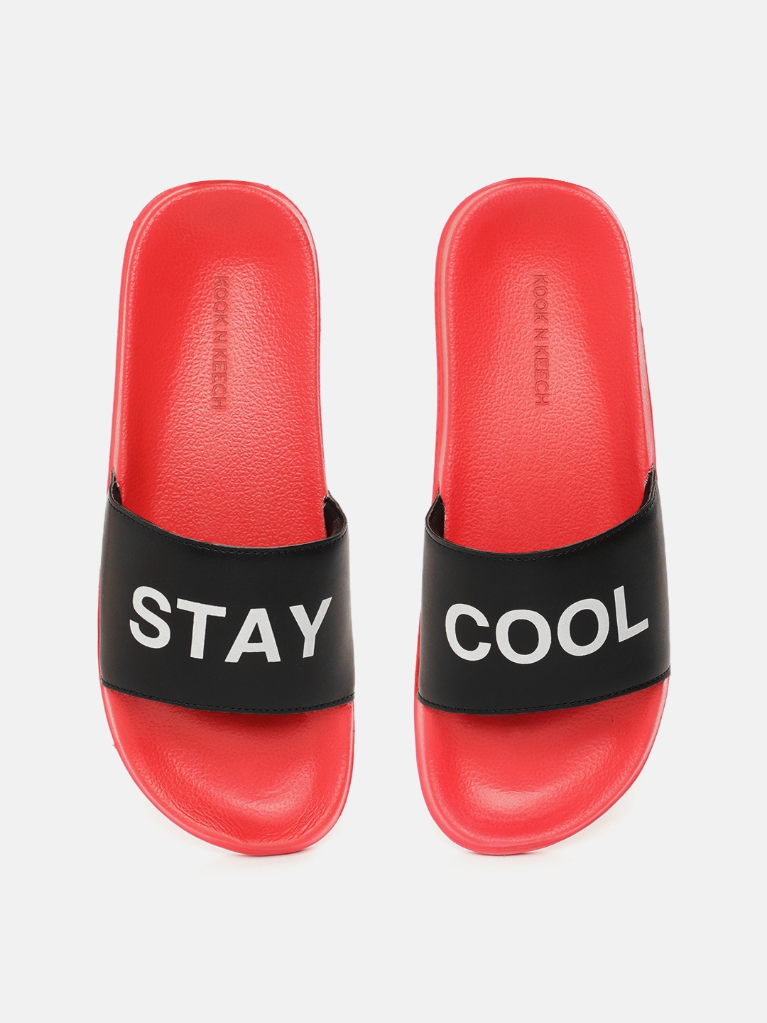 

Kook N Keech Men Black & White Typography Printed Sliders