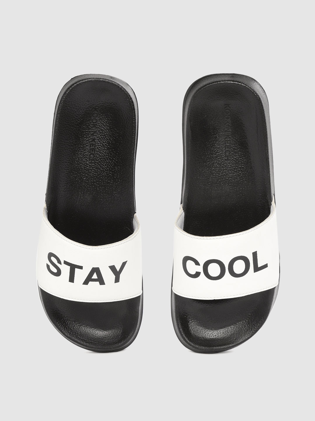 

Kook N Keech Men White & Black Printed Sliders