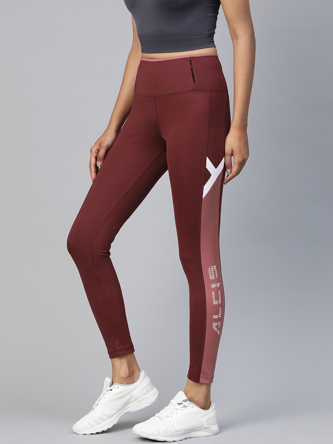

Alcis Women Maroon Solid Ankle Length Tights