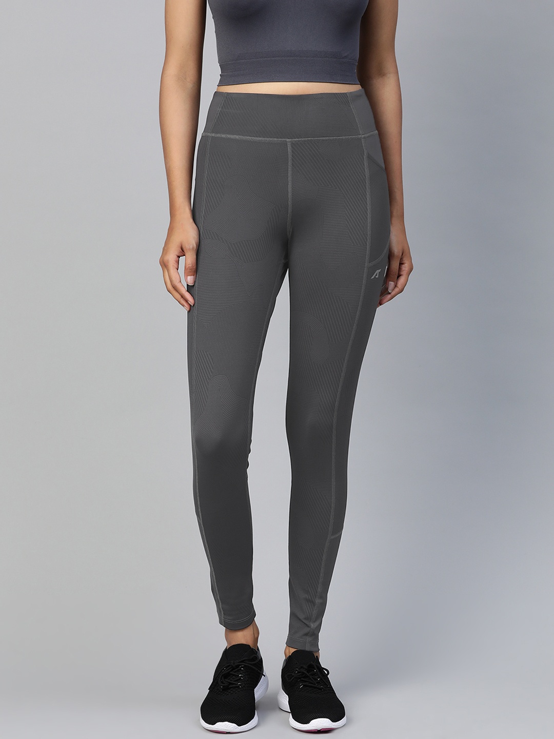 

Alcis Women Grey Solid Ankle Length Tights