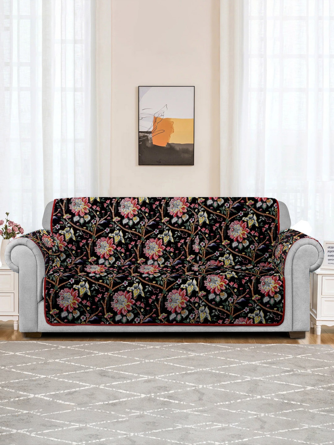 

Rajasthan Decor Black Printed 2 Seater Sofa Cover
