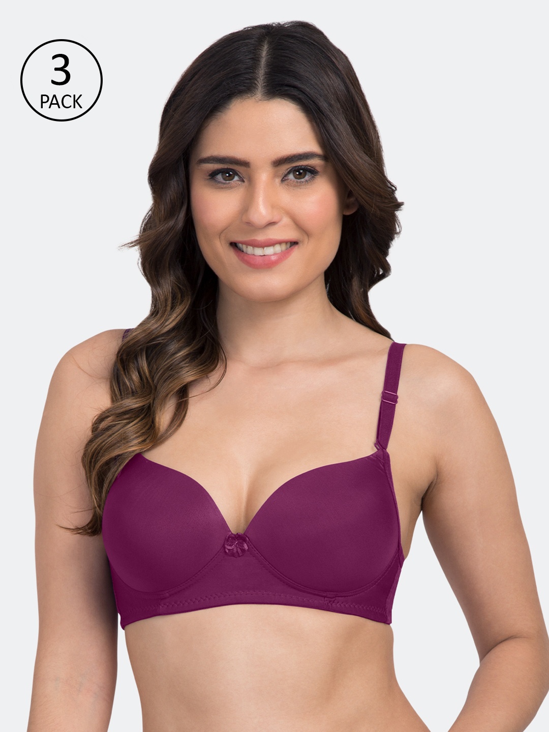 

Tweens Pack Of 3 Purple Solid Non-Wired Heavily Padded Everyday Bras TW-3PC-1570-MG