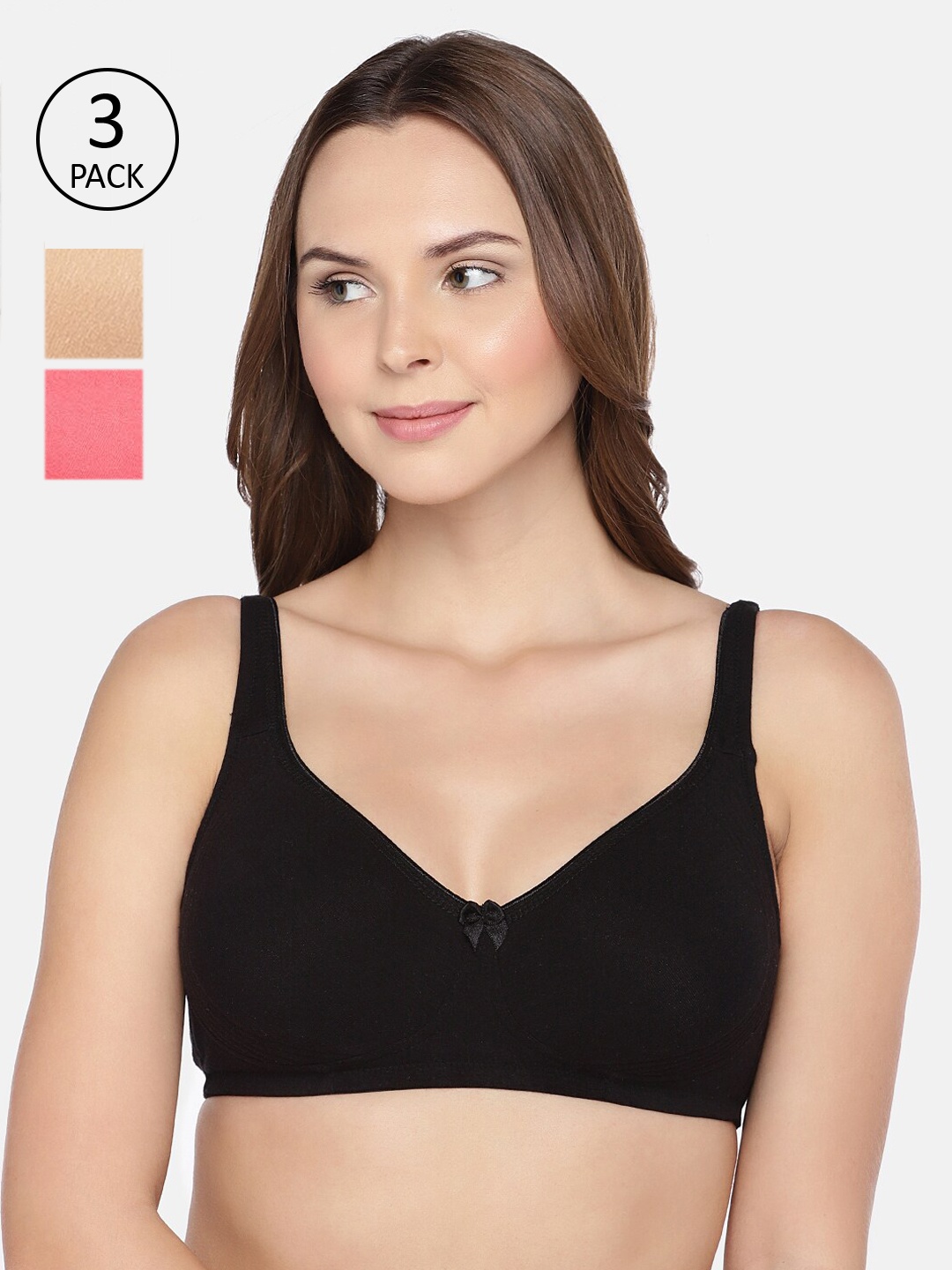 

Inner Sense Pack of 3 Solid Non-Wired Non Padded Organic Cotton Everyday Bras, Multi