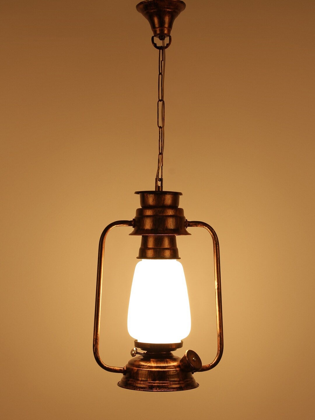 

Devansh Copper-Toned Solid Milky Glass Hanging Lantern