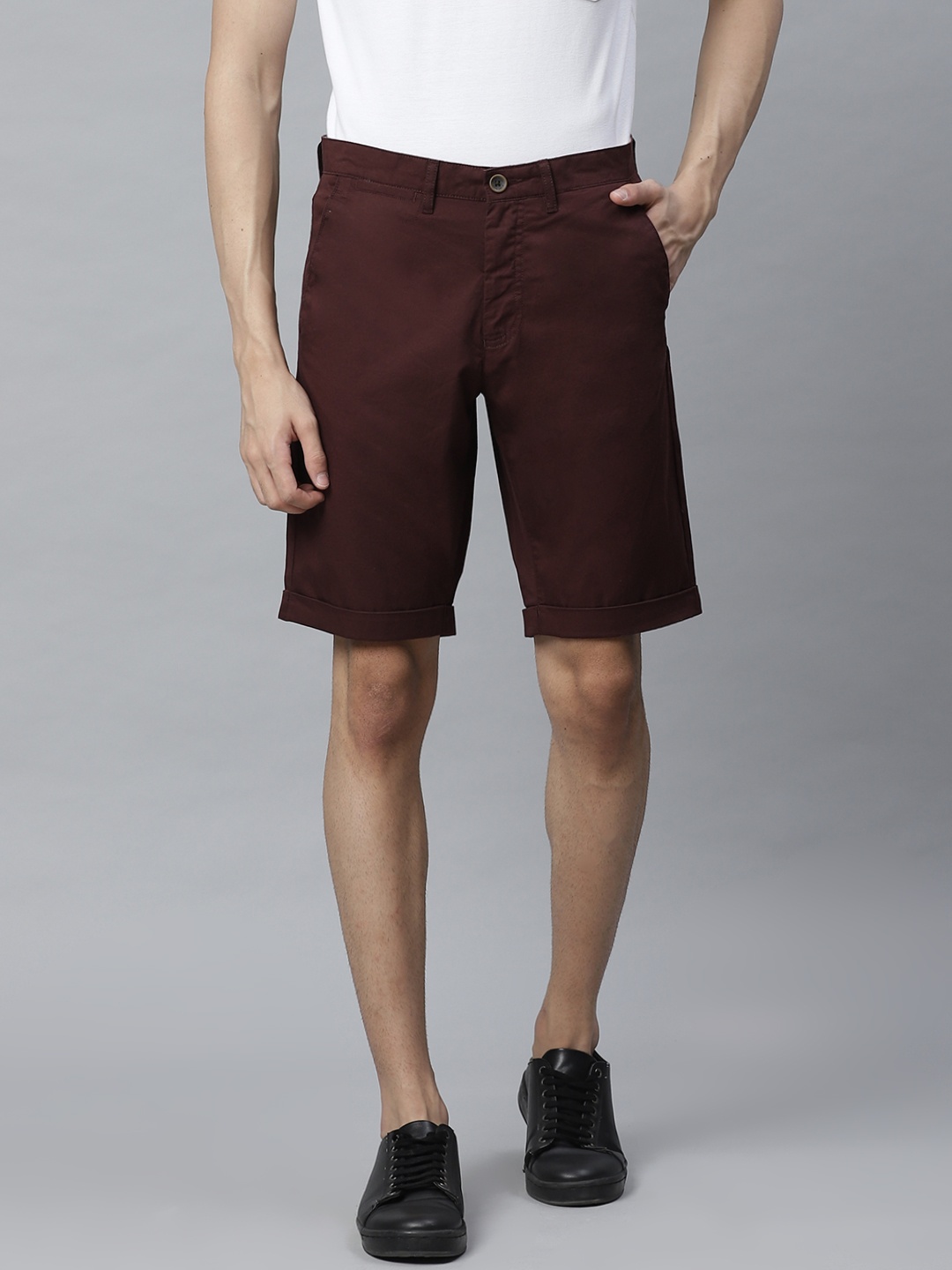 

Allen Solly Sport Men Burgundy Solid Smart Fit Chino Shorts