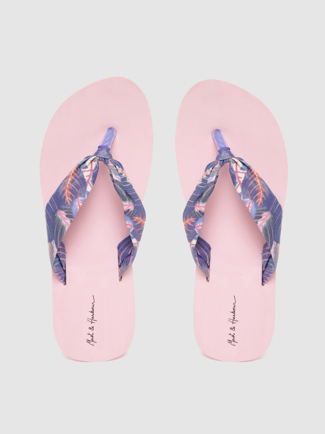 

Mast & Harbour Women Purple & Pink Leaf Print Thong Flip-Flops