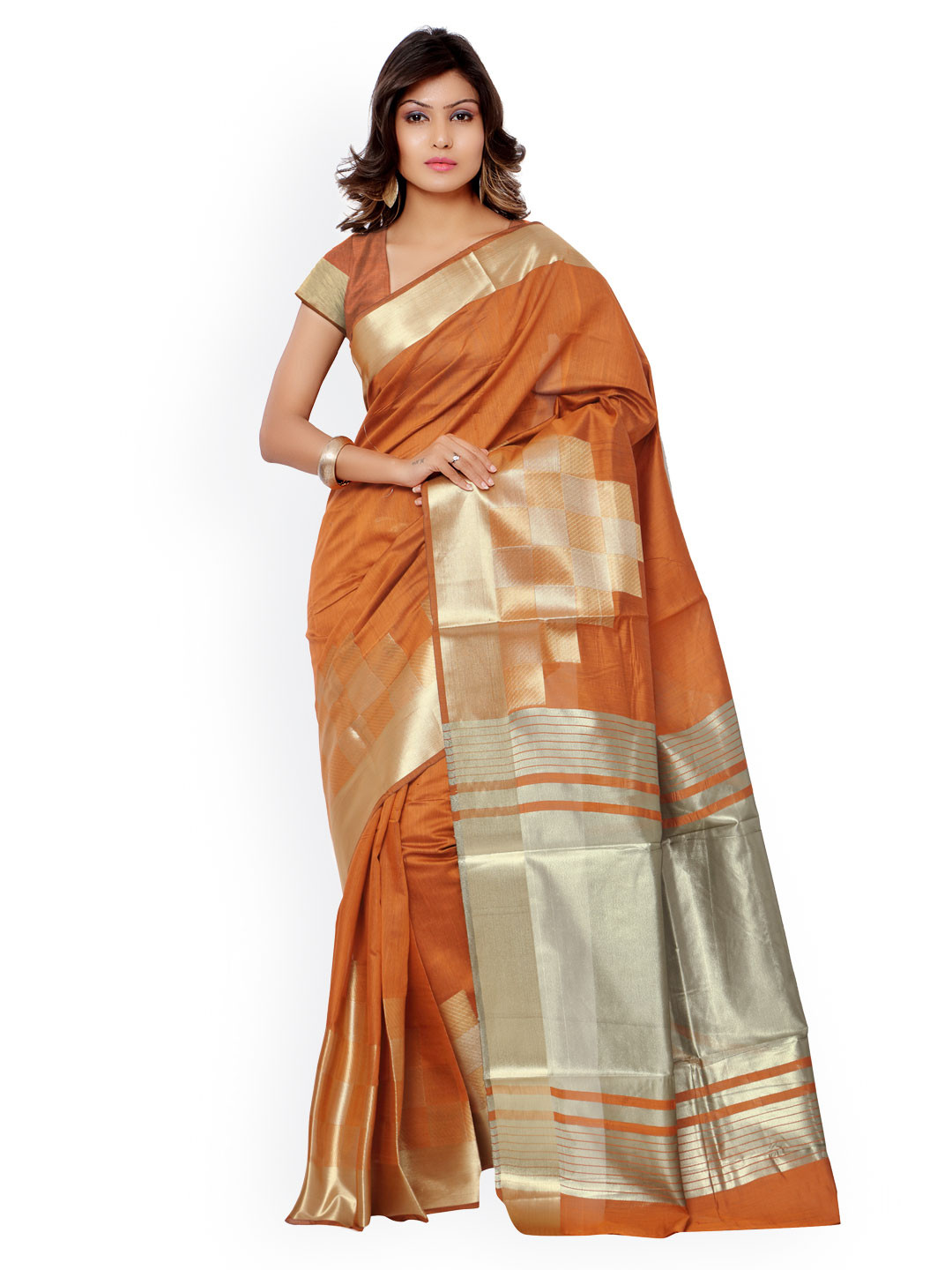 

Varkala Silk Sarees Rust Orange Banarasi Cotton Silk & Jacquard Traditional Saree