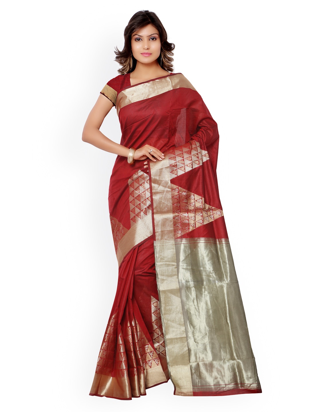 

Varkala Silk Sarees Maroon Banarasi Cotton Silk & Jacquard Traditional Saree