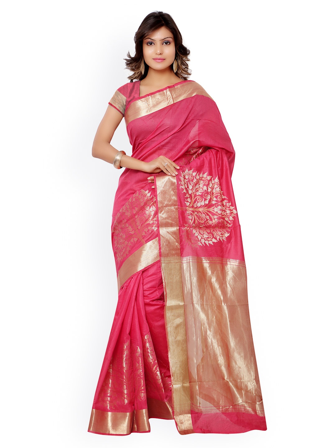 

Varkala Silk Sarees Pink Banarasi Cotton Silk & Jacquard Traditional Saree