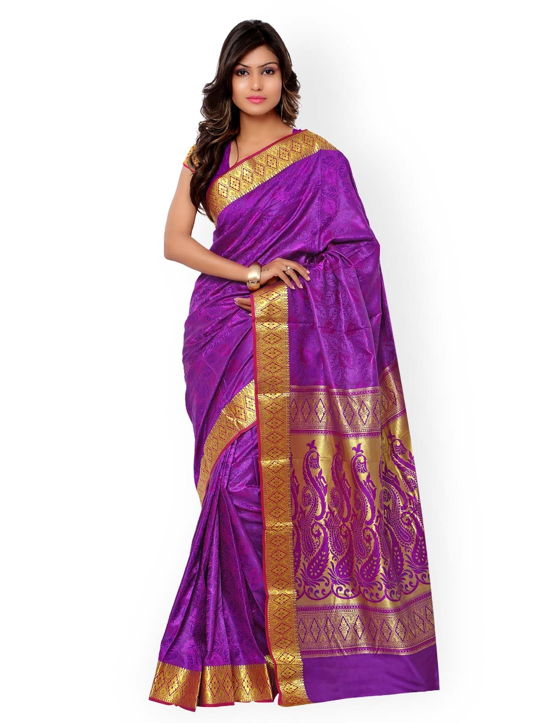 

Varkala Silk Sarees Purple Kanjeevaram Silk & Jacquard Traditional Saree