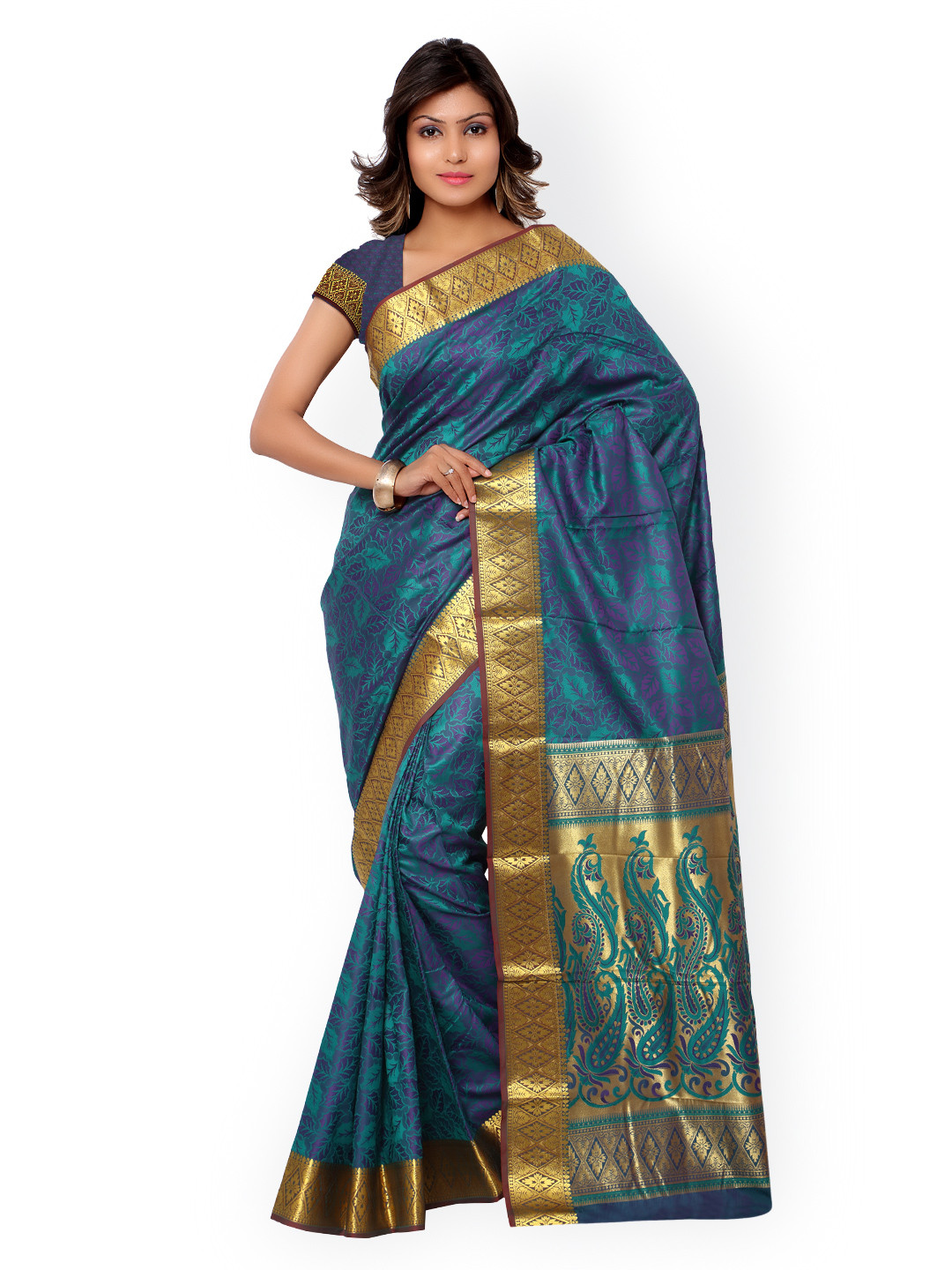 

Varkala Silk Sarees Blue & Green Kanjeevaram Silk & Jacquard Traditional Saree