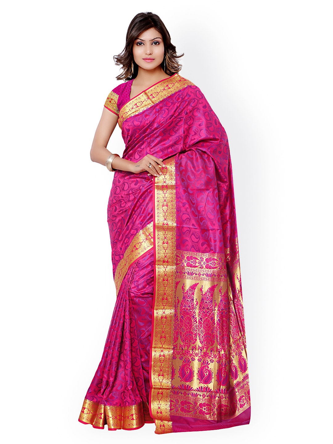 

Varkala Silk Sarees Pink Jacquard & Kanjeevaram Silk Traditional Saree