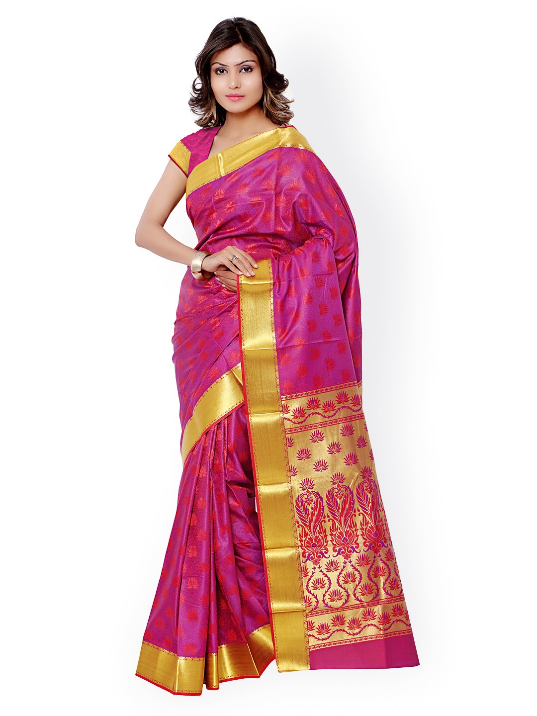 

Varkala Silk Sarees Pink Jacquard & Kanjeevaram Silk Traditional Saree