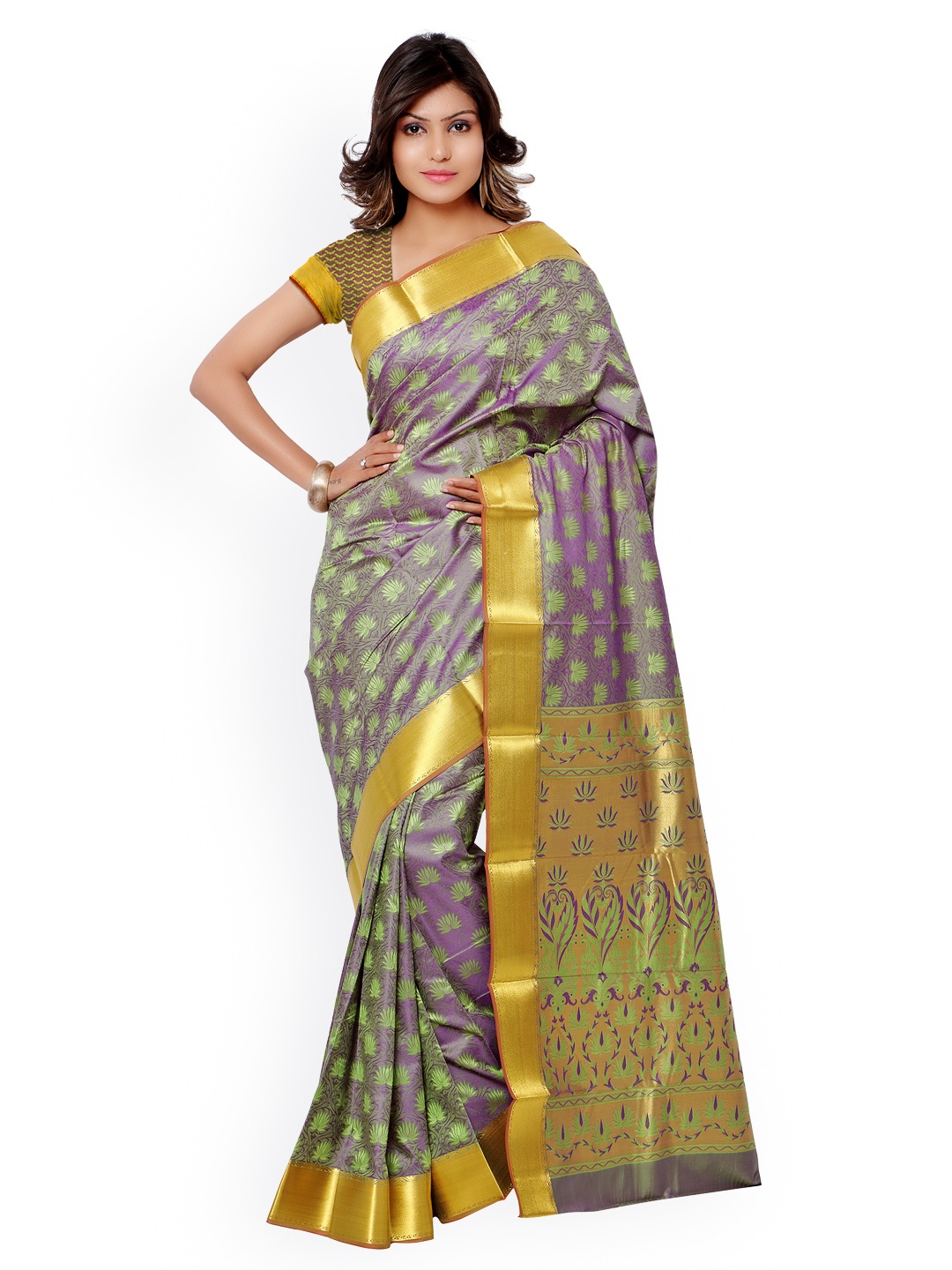 

Varkala Silk Sarees Purple & Green Kanjeevaram Silk & Jacquard Traditional Saree