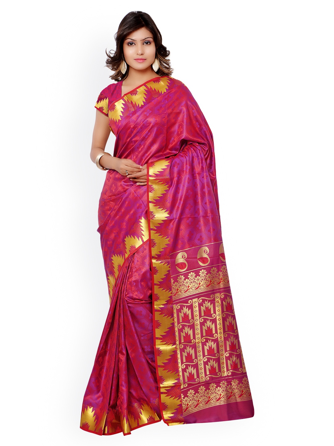 

Varkala Silk Sarees Pink & Red Kanjeevaram Silk & Jacquard Traditional Saree