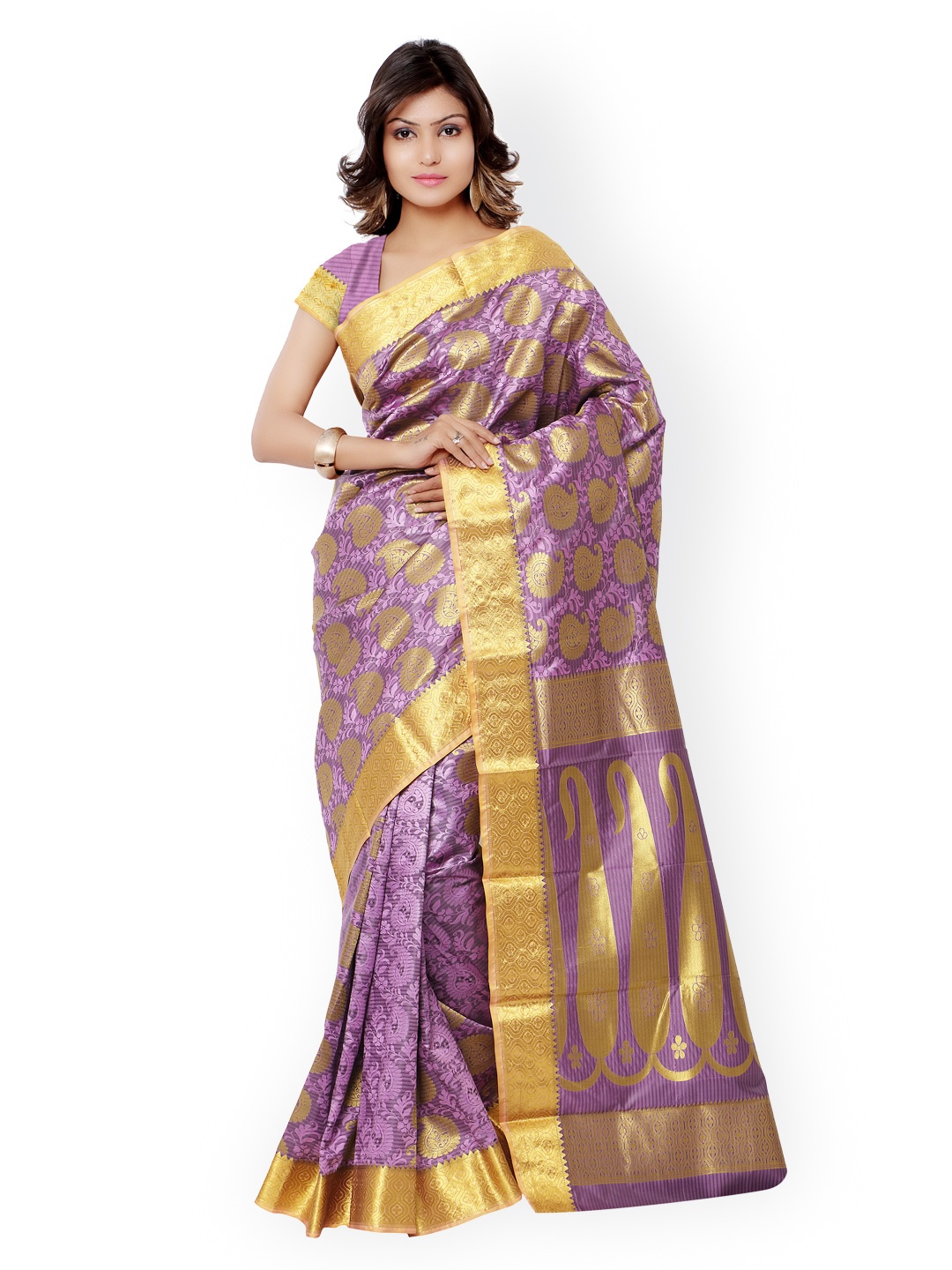 

Varkala Silk Sarees Lavender Kanjeevaram Art Silk & Jacquard Traditional Saree