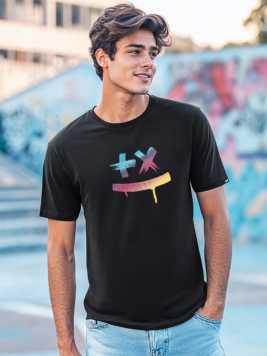 

Bewakoof Men Black Printed Round Neck T-shirt