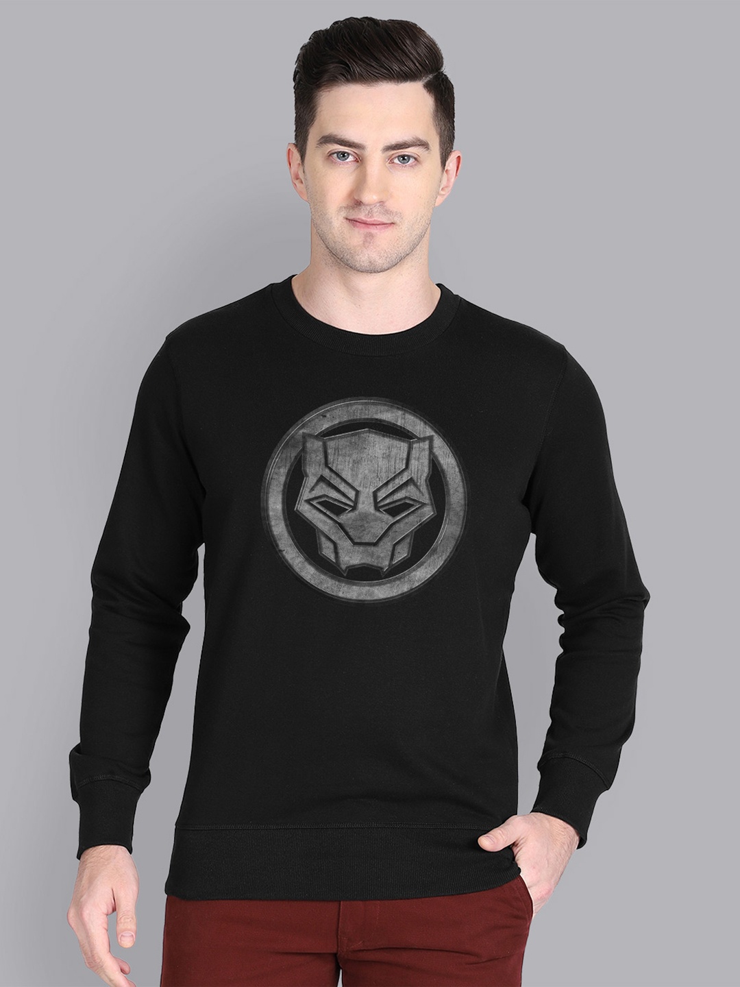 

Free Authority Men Black & Grey Black Panther Print Sweatshirt