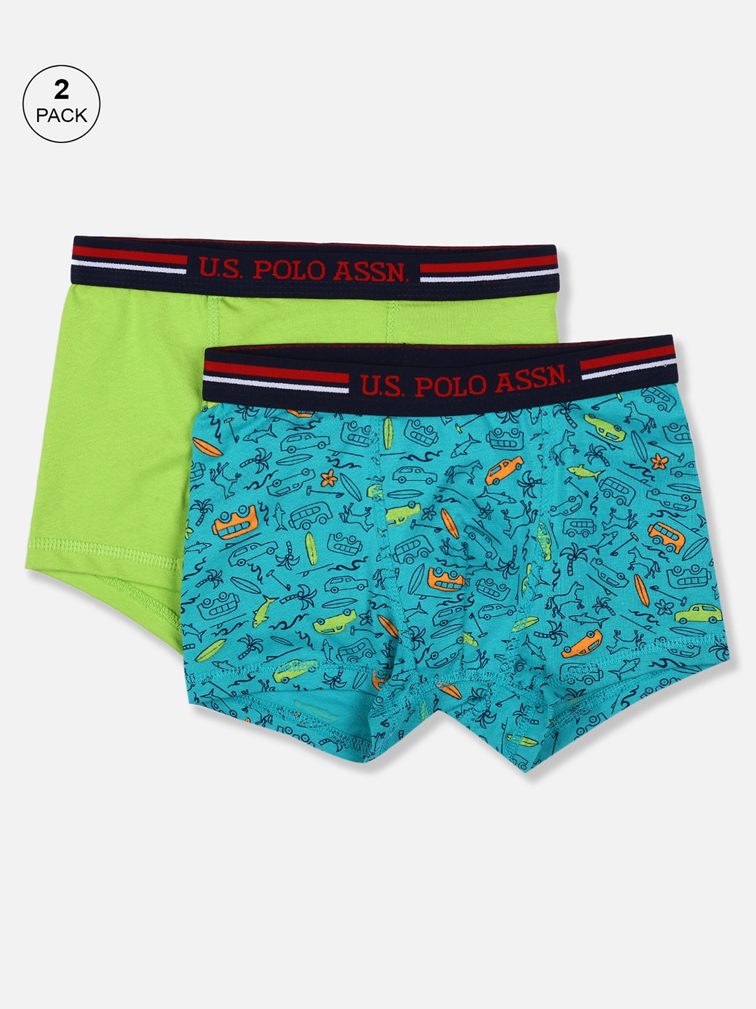 

U.S. Polo Assn. Kids Boys Pack of 2 Trunks, Lime green