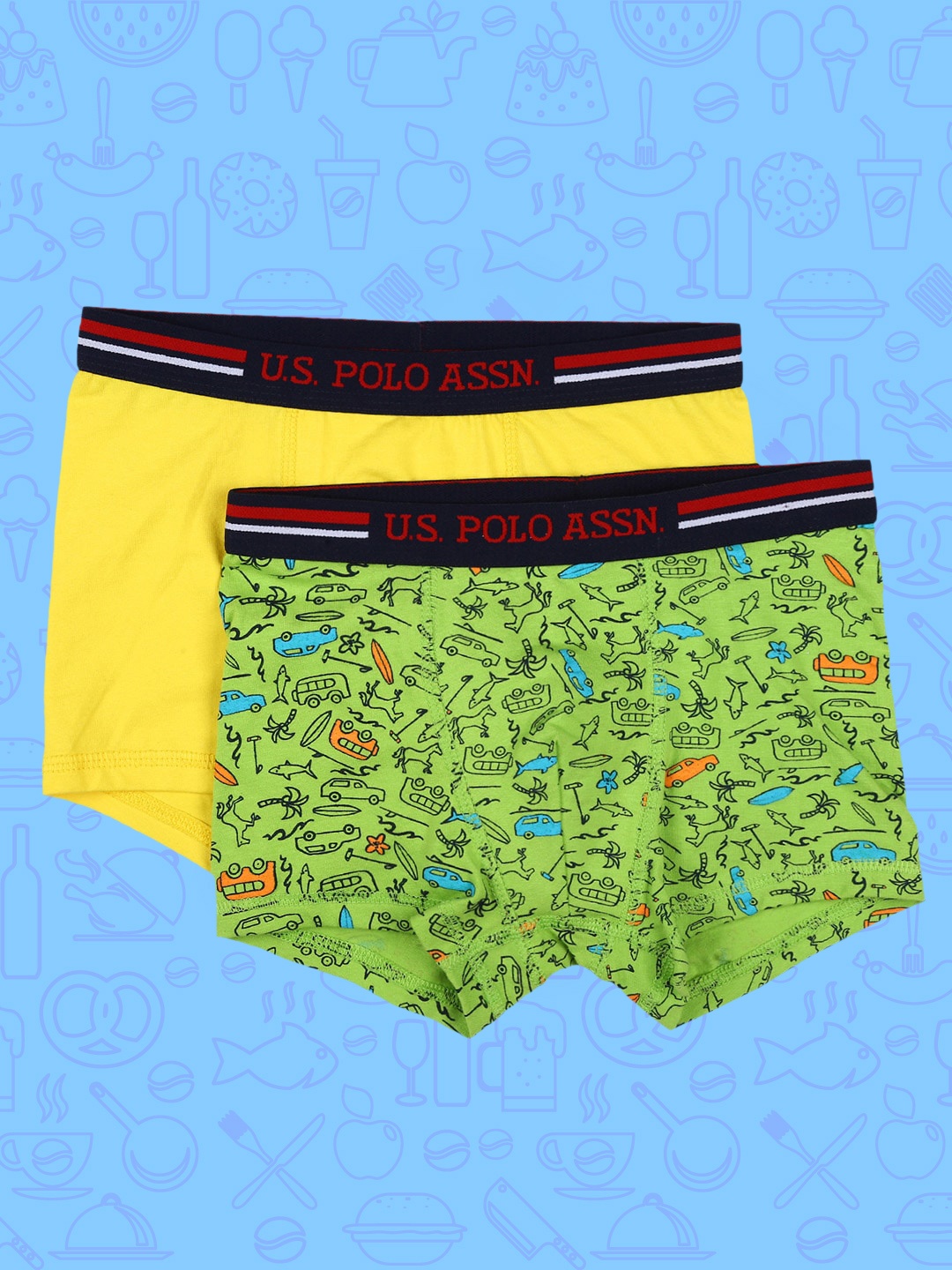

U.S. Polo Assn. Kids Boys Pack of 2 Trunks, Yellow