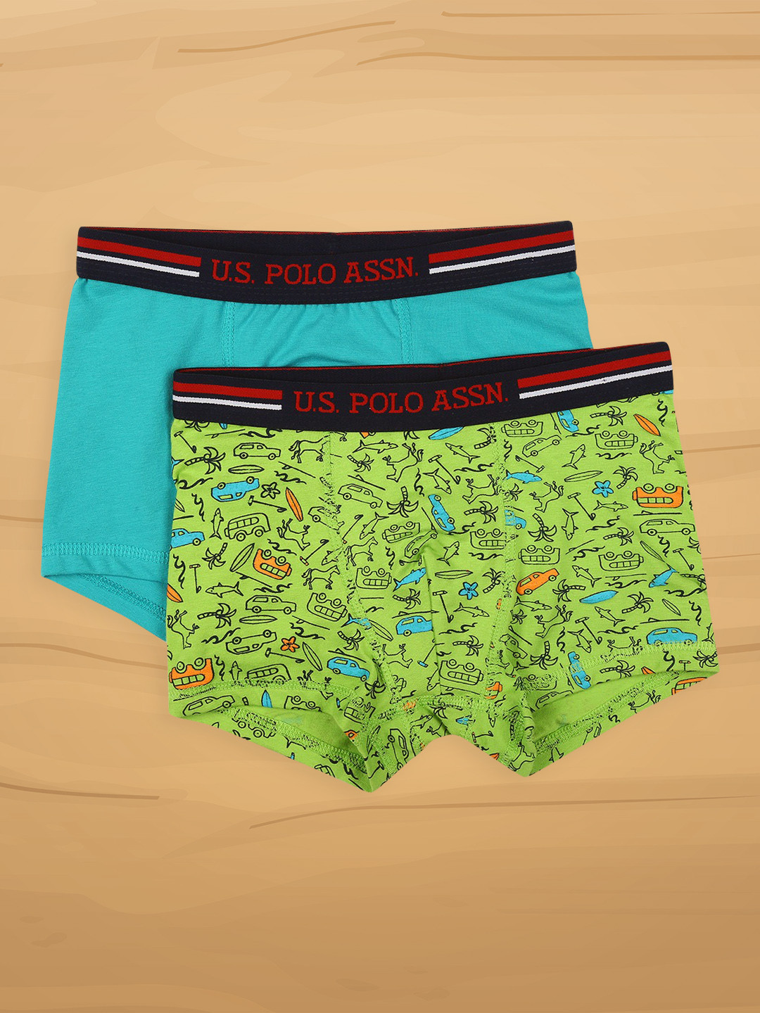 

U.S. Polo Assn. Kids Boys Pack of 2 Trunks IKTBAS3P2S, Blue