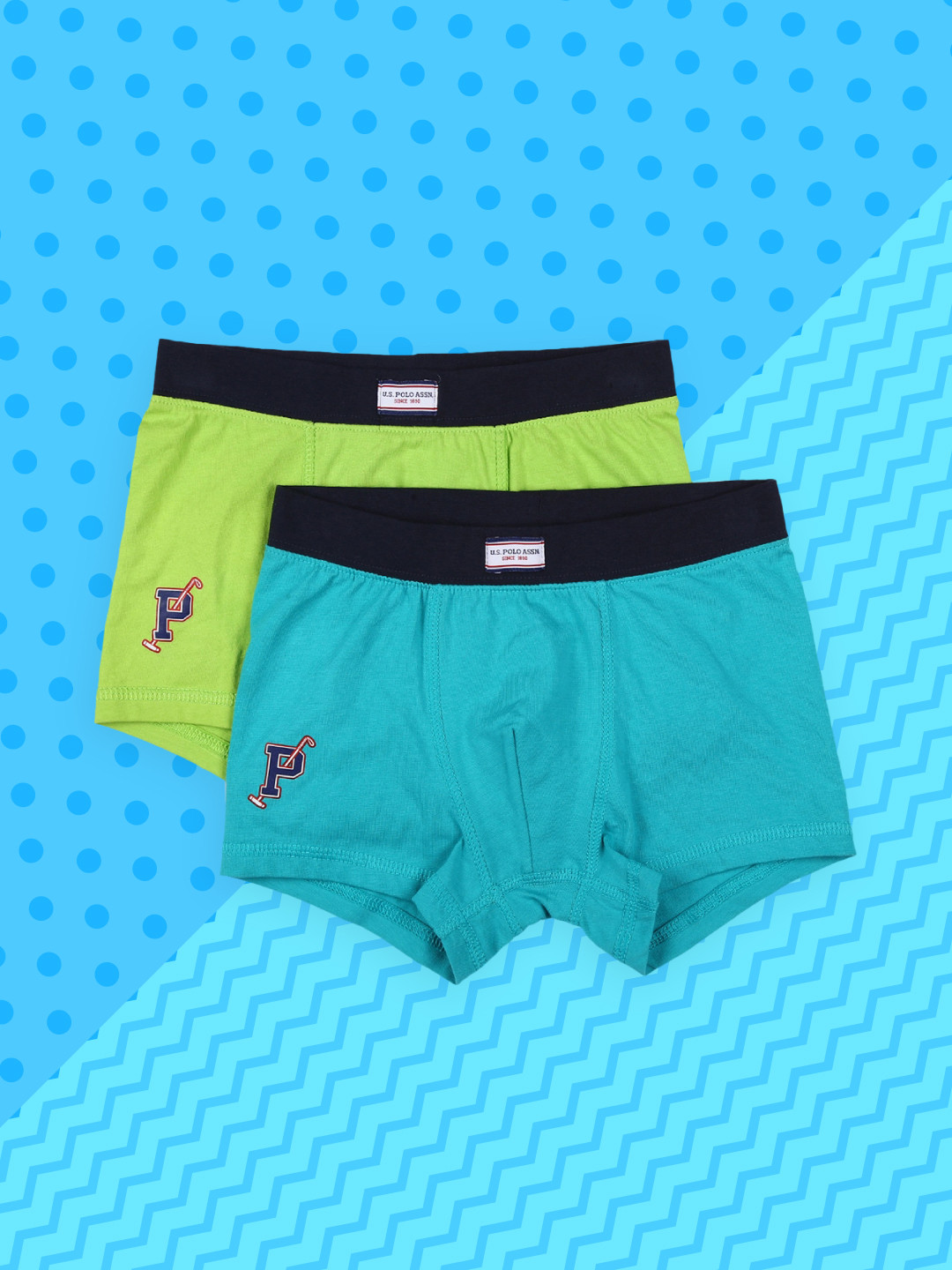 

U.S. Polo Assn. Kids Boys Pack of 2 Trunks IKTAAS3P2S, Lime green