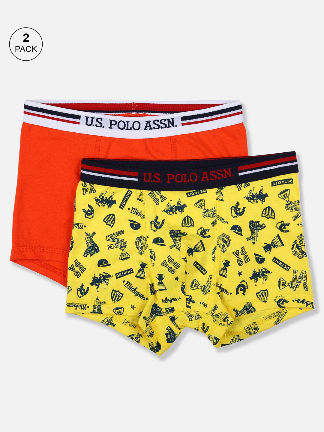 

U.S. Polo Assn. Kids Boys Pack of 2 Trunks, Orange