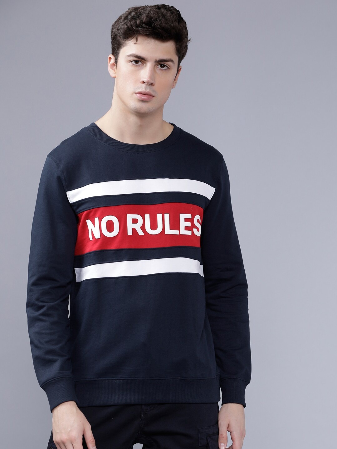 

The Indian Garage Co Men Navy Blue Printed Sweatshirt