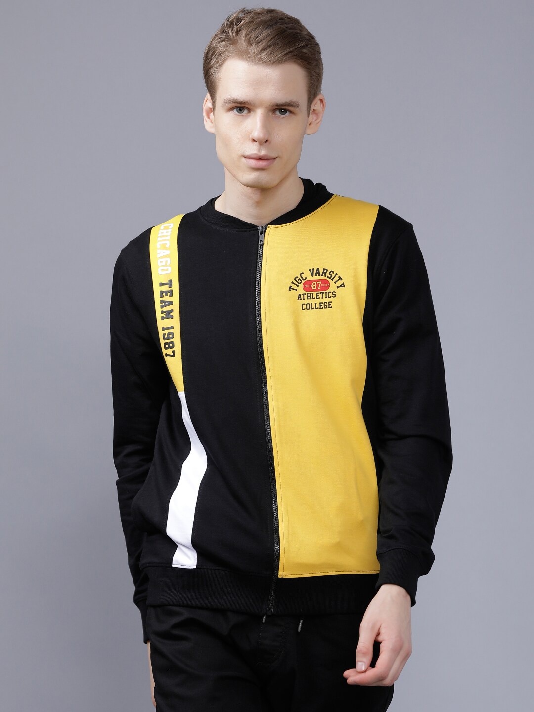 

The Indian Garage Co Men Black & Yellow Printed Sweatshirt