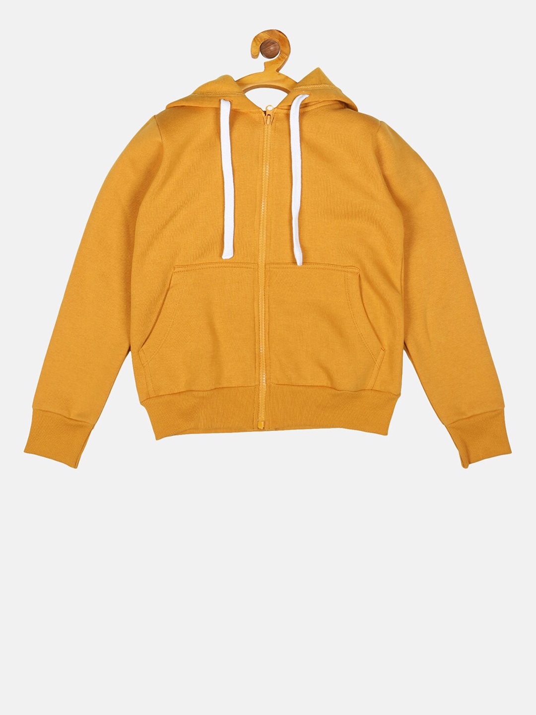 

Instafab Boys Mustard Yellow Solid Hooded Sweatshirt