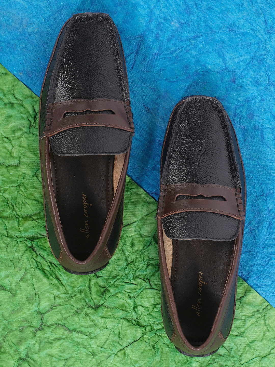 

Allen Cooper Men Black Leather Loafers