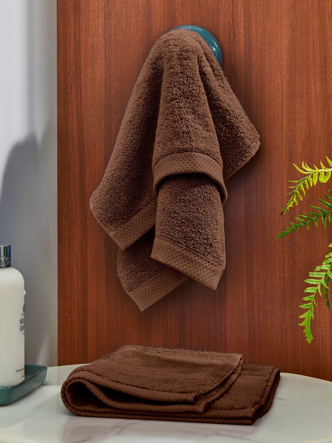 

DDecor Unisex Set Of 2 Brown Solid 550 GSM Live Beautiful Hand Towels
