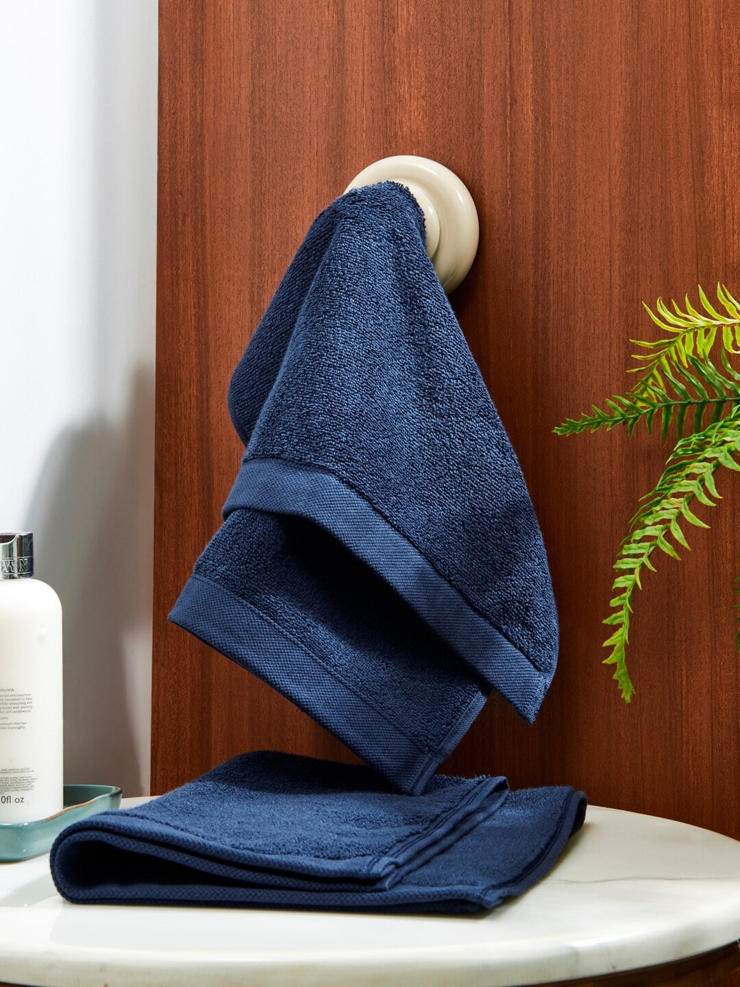 

DDecor Unisex Set Of 2 Blue Solid 450 GSM Live Beautiful Hand Towels